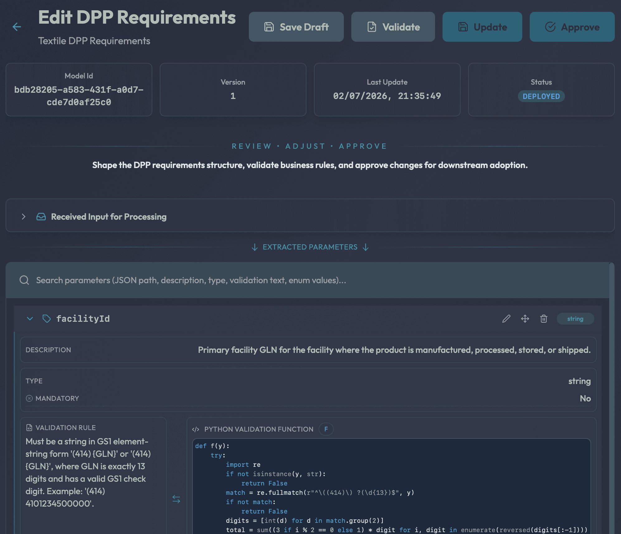 DPP Requirements editor